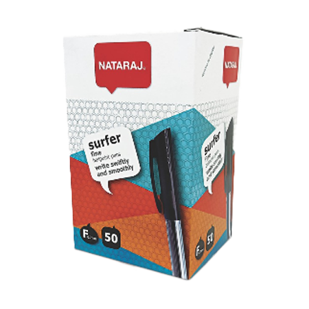 Natraj Surfer Pen Black, Pack of 50 Pieces
