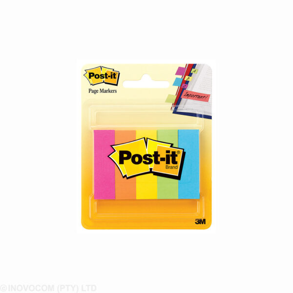 Post-it 670-5AN Assorted Neon Page Markers – 12.7 × 44.4 mm, 500 Markers