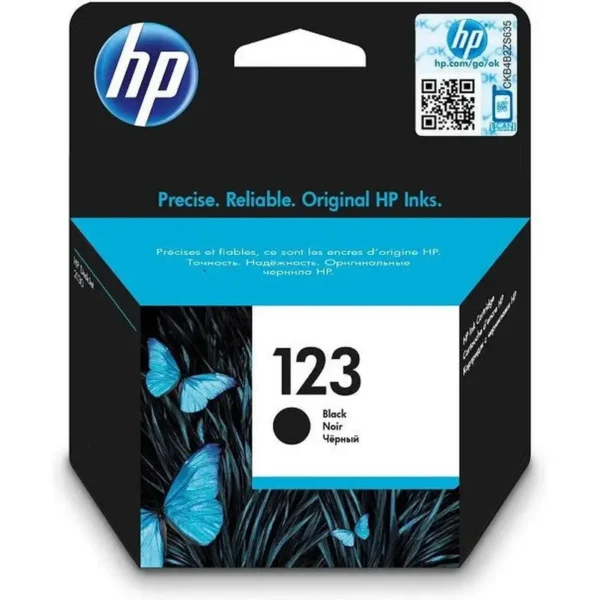 HP 123 Black Ink Cartridge – 120 Pages / Black Color / Ink Cartridge