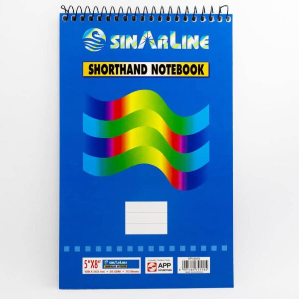 Sinarline Spiral Shorthand Notebook – 5 × 8 Inches, 12 Pieces per Bundle