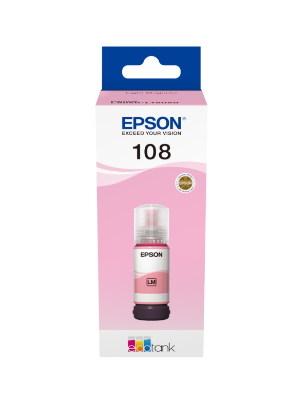 Original Epson 108 Light Magenta Ink Bottle – 70ml for EcoTank L8050